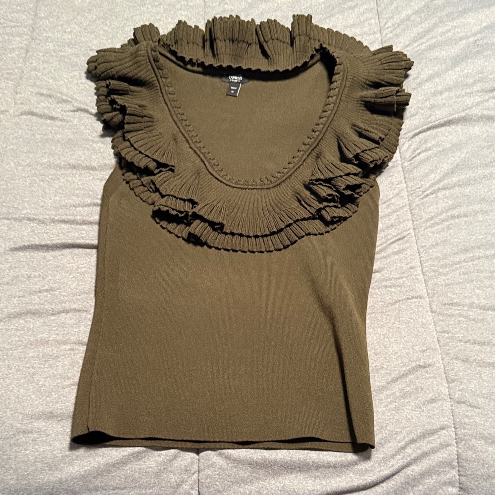 Express body contour dressy tank olive medium